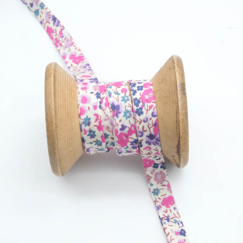 Liberty Fabrics 40MM Phoebe Fuchsia, Purple, and Blue Bias Tape